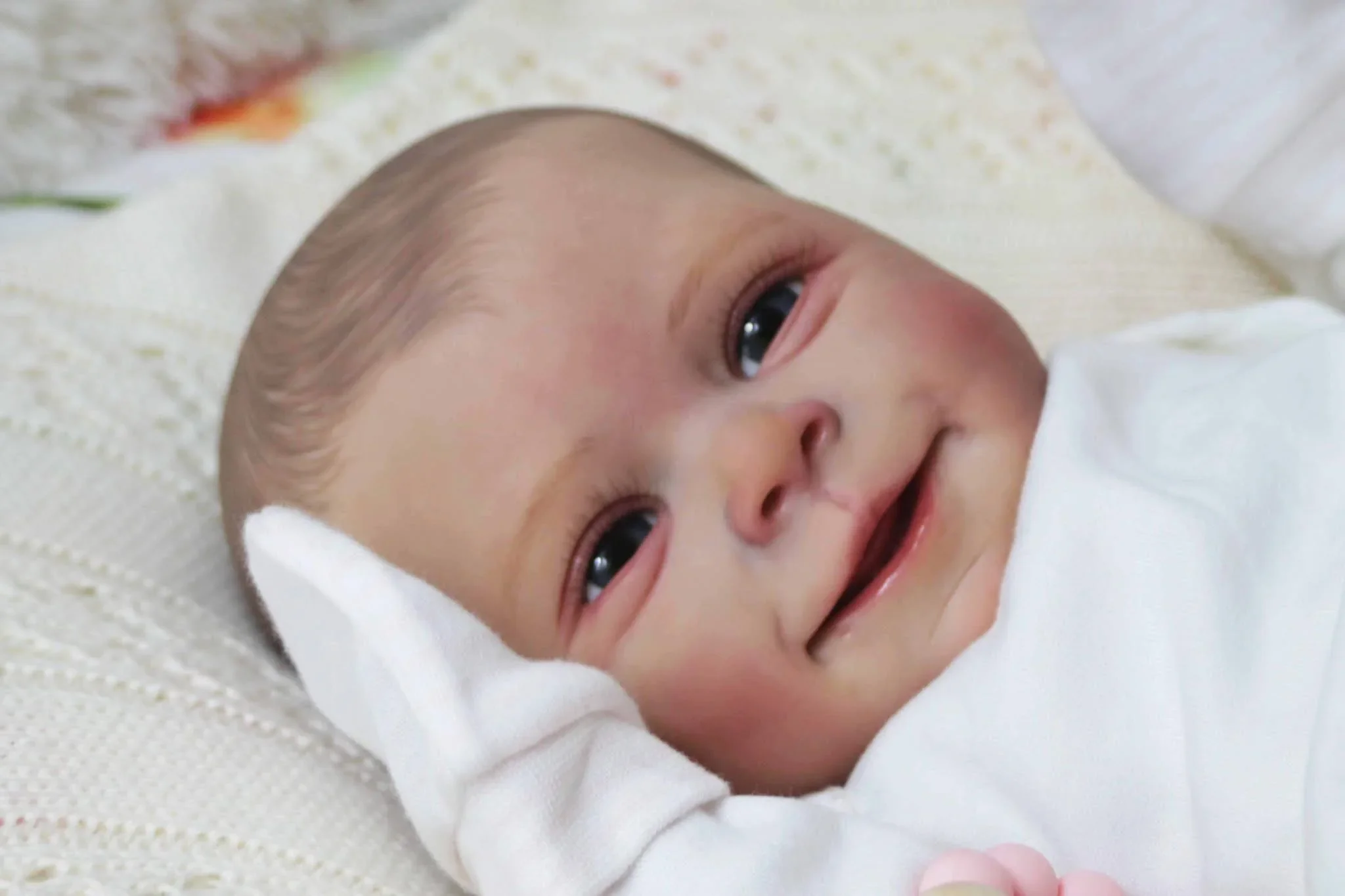 NPK 19'' Newborn Baby Sebastian Reborn Doll  Handmade 3D Skin Visible Veins with Hand Drawn Hair Collectible Art Doll