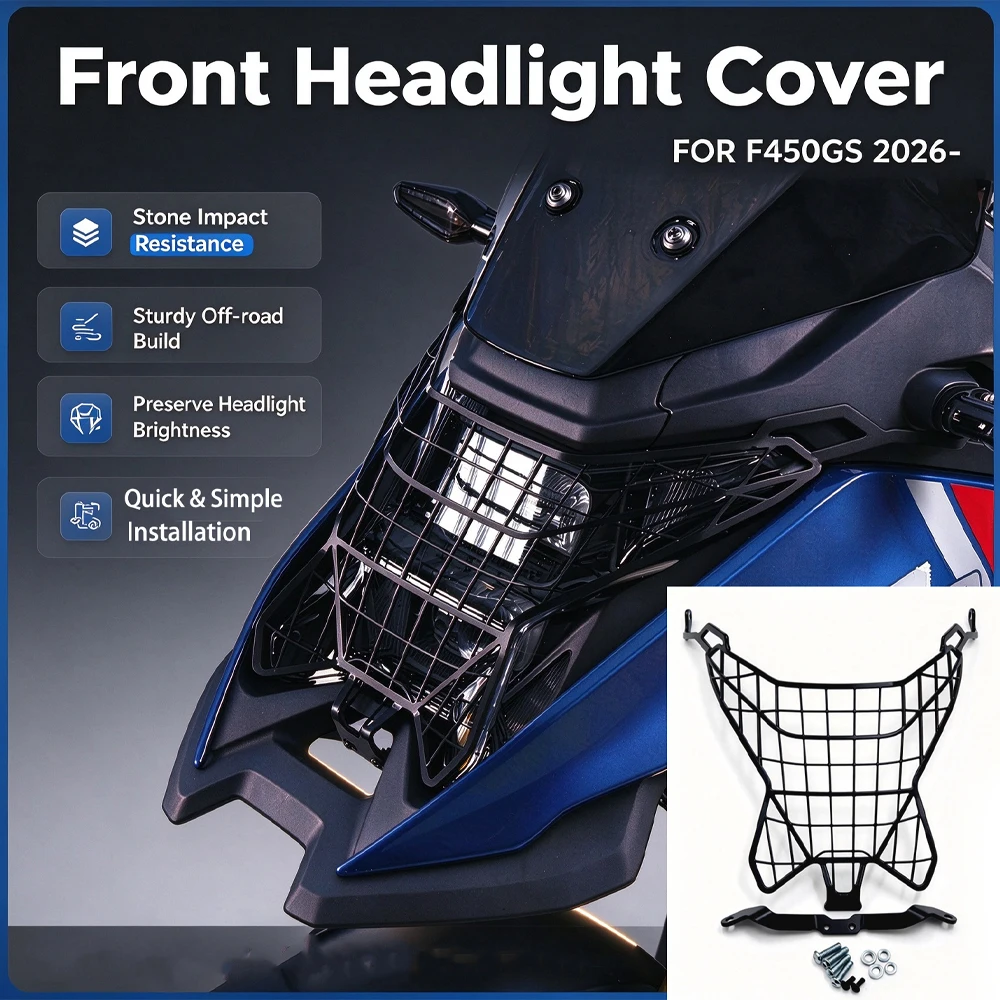 Motorcycle Front Headlight Cover Headlamp Guard Grille Protector Anti Stone Impact Head Light Accessories FOR BMW F450GS 2026-