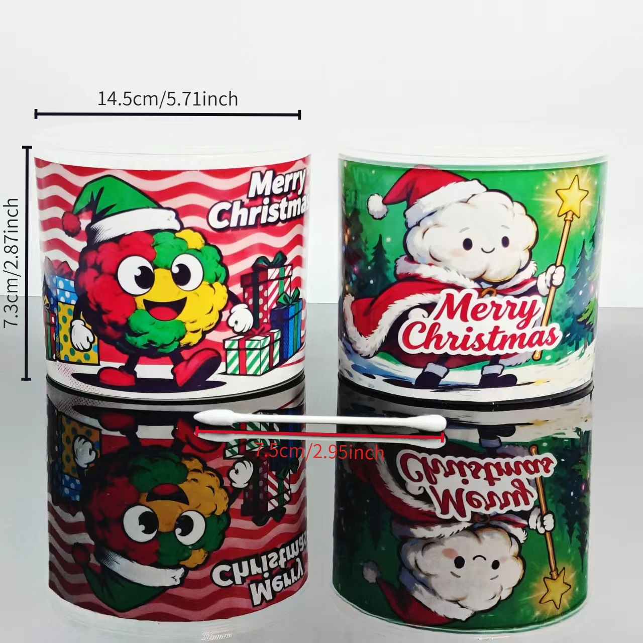 600 قطعة من مسحات القطن الملونة ذات الطابع المزدوج ذو طرف مستدير للبالغين، عنصر الاحتفال بعيد الميلاد أعواد قطنية