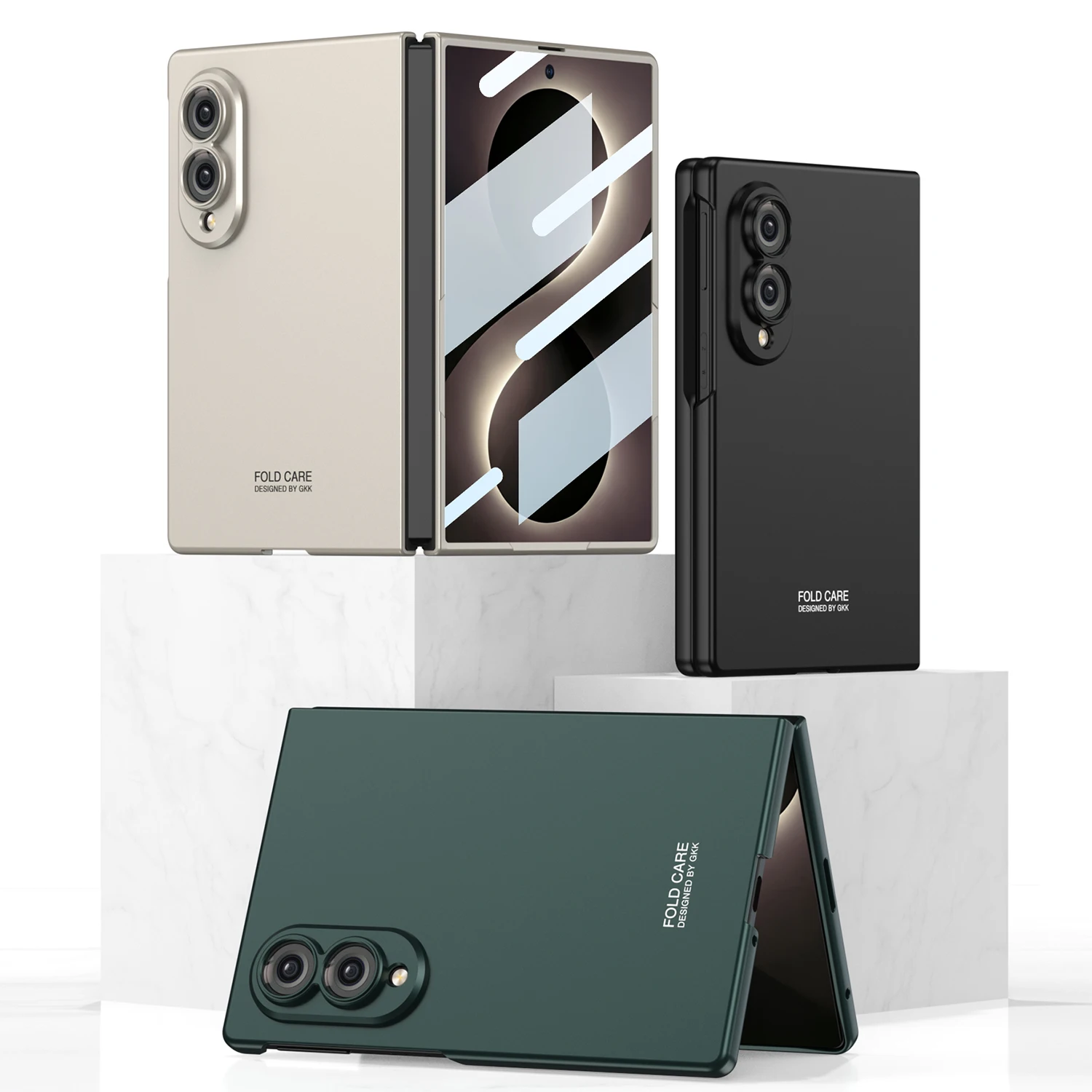 Hand Feel Casing For Samsung Galaxy Z Fold 8 Wide Case Protective with Front film Metal Feel Mobile Phone Back Cover