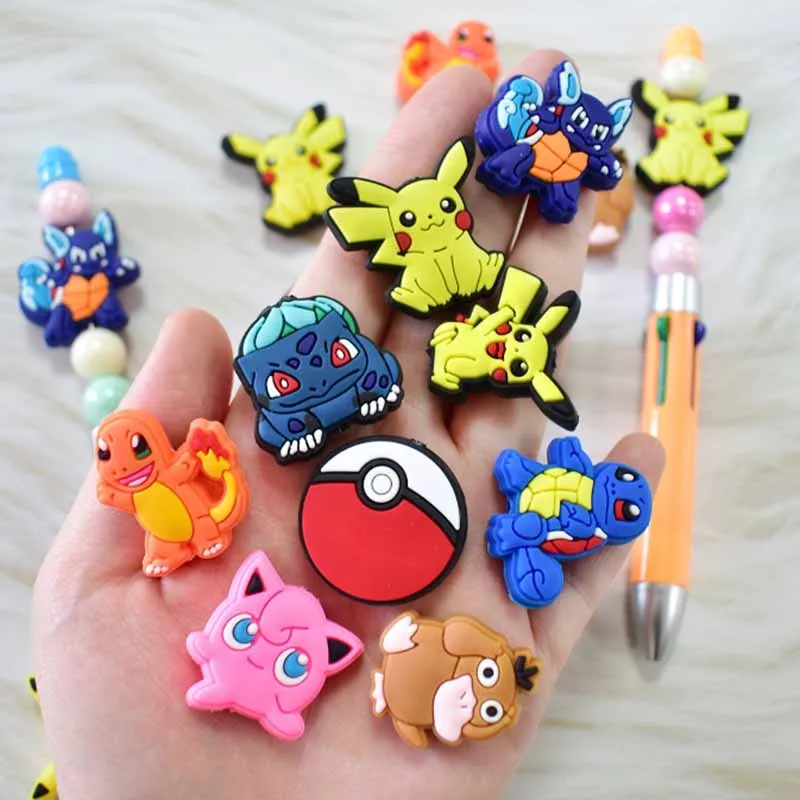 MINISO Pokemon Turtle Bird Pikachu Silicone Beads Wholesale New Trend Focal Beads DIY Beads Pen Nipple Chain Jewelry Accessories