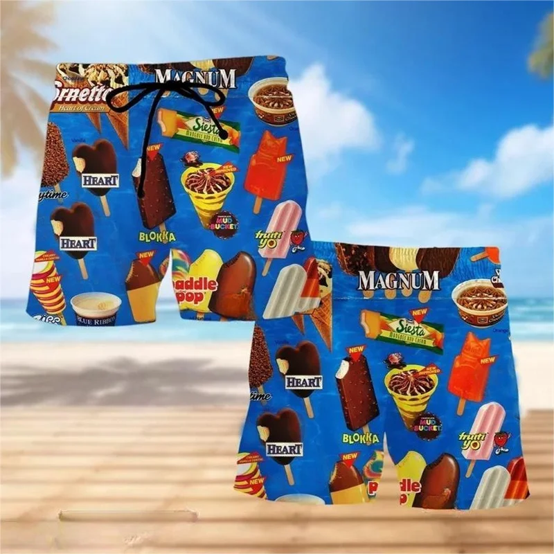 Summer Hawaiian 3D Printing Icecream Beach Shorts For Men Fashion Streewear Swim Trunks Harajuku Cool Board Shorts Short Pants