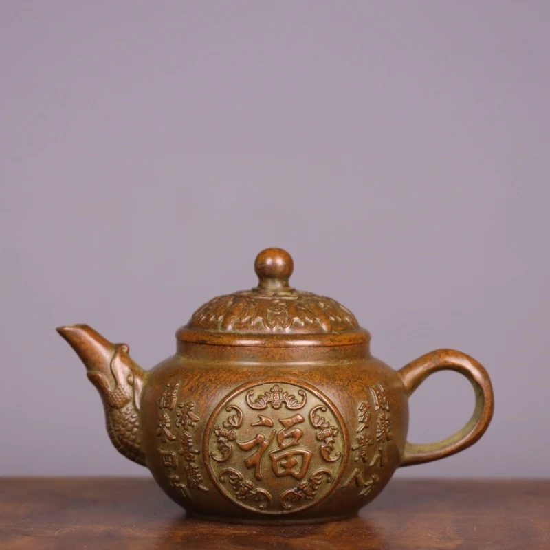 Pure copper -way ornament, five blessings pot craft, excellent gift choice, set, office tea table decoration