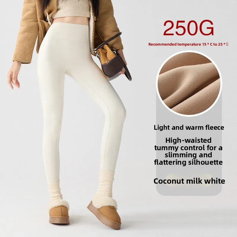 

Thiened Fce arkskin Yoga Pants High Waist Abdomen Control Winter Outerwear Women's Warm Trousers Long Pants