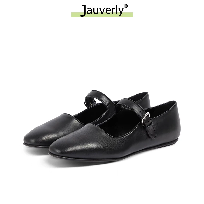 New Mary Jane Ballet Flats 2024 Spring Luxury Brand Designer Leather Black Slip On Shoes High Quality Dress Party Lady Shoes