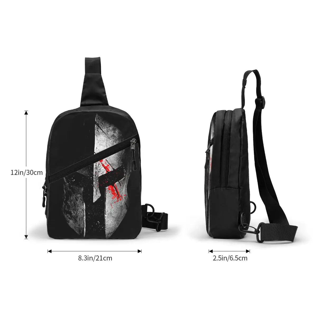 Casual Sparta Skull Spartan Helmet Crossbody Sling Backpack Men Shoulder Chest Bags for Hiking