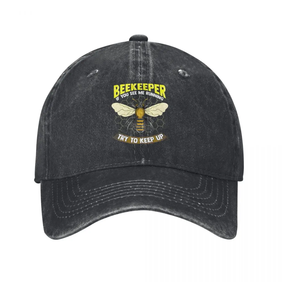 Beekeeper Denim Baseball Cap If You See Me Running Try To Keep Up Running Hippie Trucker Hat Summer Streetwear Sunscreen Caps