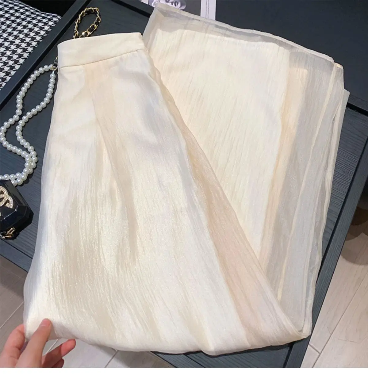 Women Tulle Wide Leg Pants Women Straight Trousers All-match Summer Pants High Waist Loose Casual Pants Fashion Female Clothes
