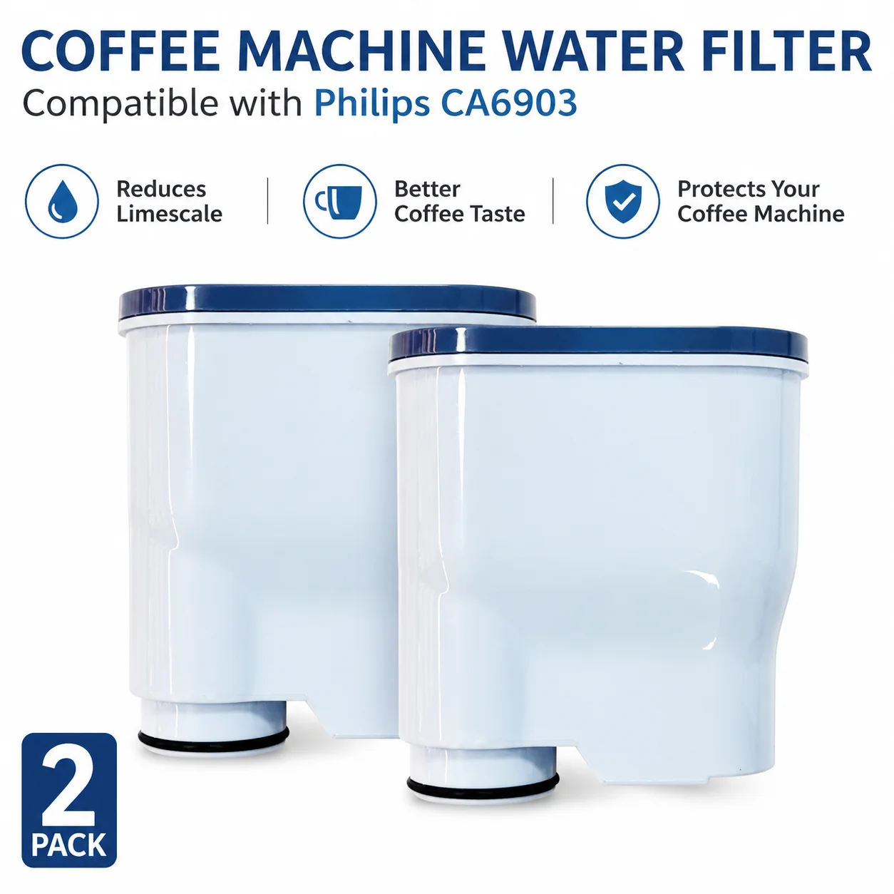 Filtro de agua de repuesto para cafetera Philips CA6903 AquaClean, cartucho suavizador de agua para cafetera Saeco, 2 uds.