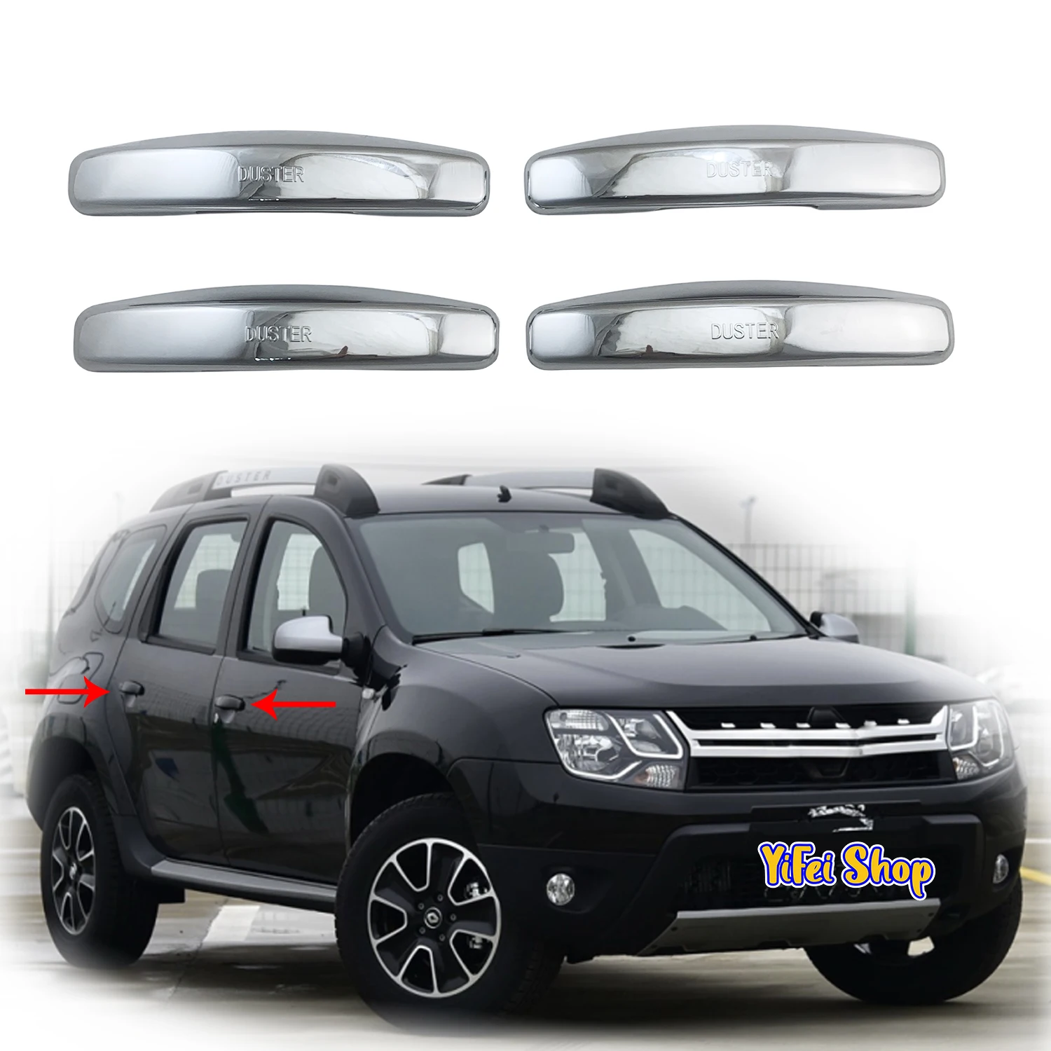 4pcs New ABS Piano Black Car Accessories Plated Door Handle Cover Trim Paste Style For Renault Duster 2014 2015 2016 2017 2018