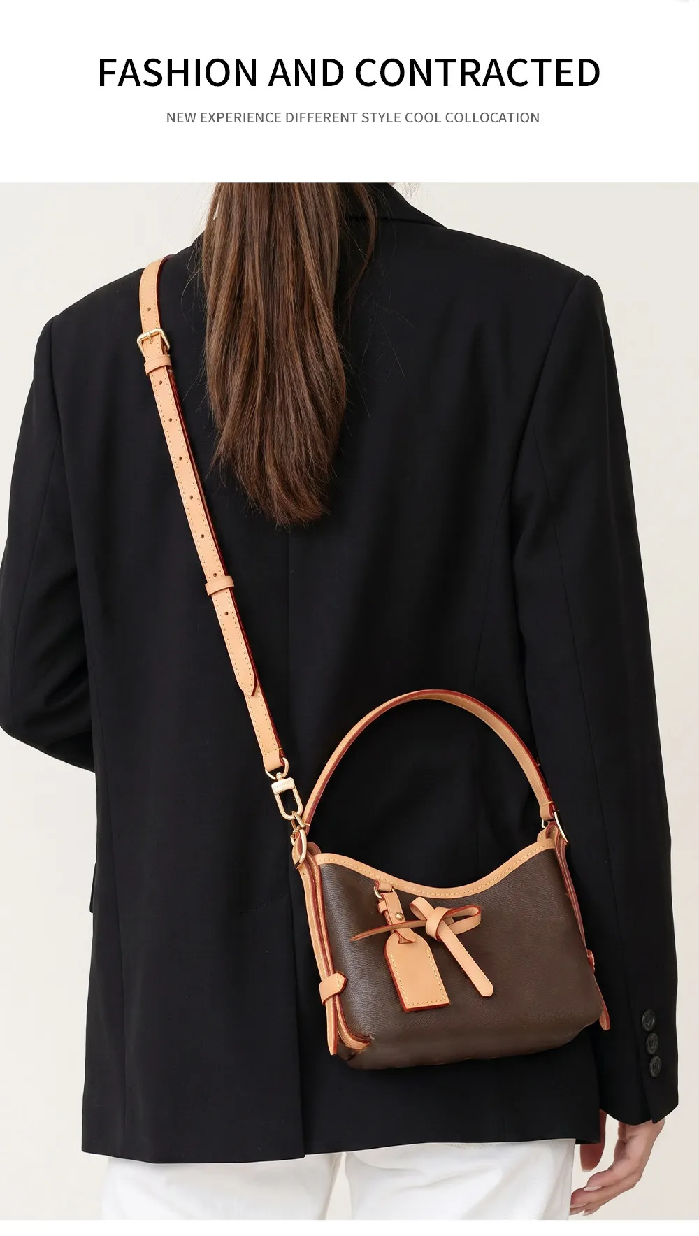 Adjustable Vachetta Leather Replacement Shoulder Strap For Carryall Nano Bag Crossbody Bag Strap Accessories