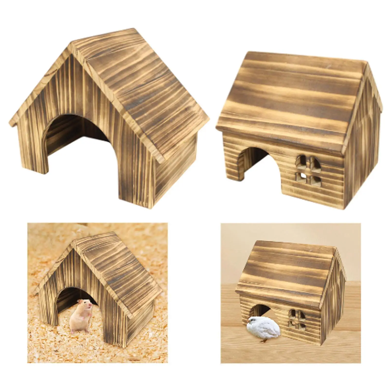 Wooden Hamster House Wood Pet Habitat Hide Supplies Small Animal Hideaway House Cage Accessories for Chinchilla Small Animals