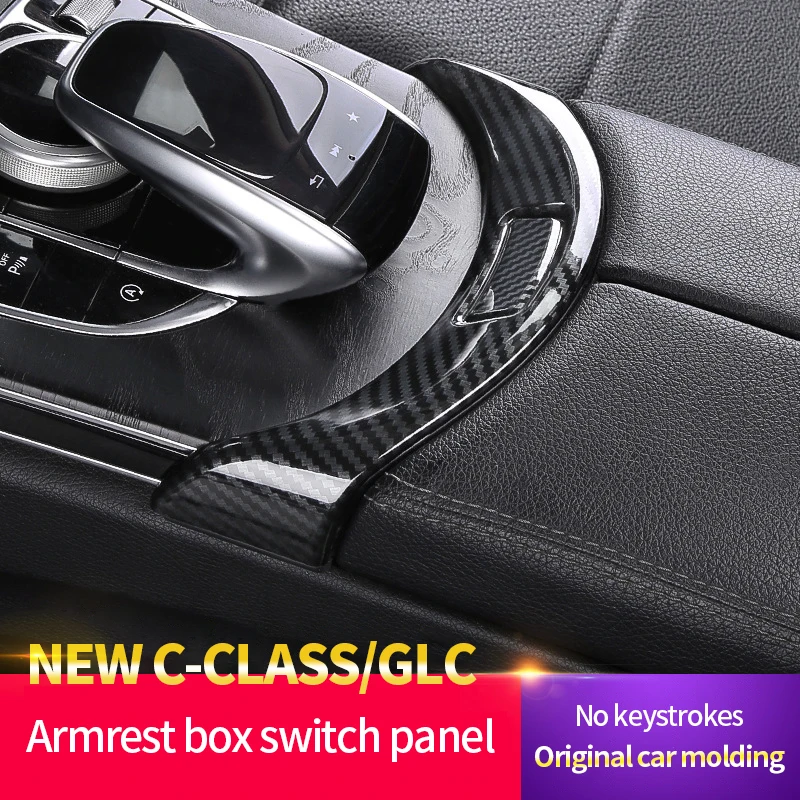 

For Mercedes-Benz C/E Class W205 GLC X253 Car Console Armrest Cover Switch Button Central Storage Box Switch Stickers Trim