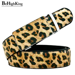 Classic Fashion Imitation Animal Pattern Genuine Leather Belt Luxury Automatic Buckle Cowskin Waist Strap Unisex With Gift Bag