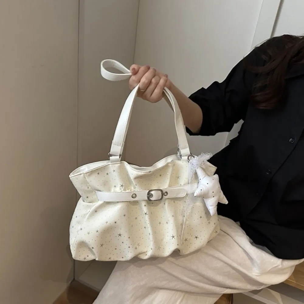 Simple Nylon Star Print Handbag Hobo Korean Style Women Tote Bag Solid Color Handheld Underarm Shoulder Bag Daily