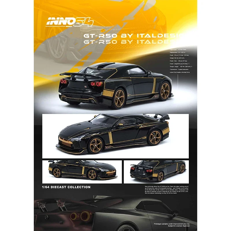 PreSale INNO 1:64 GTR R50 ITALDESIGN Black Diecast Diorama Car Model Collection Miniature Toys