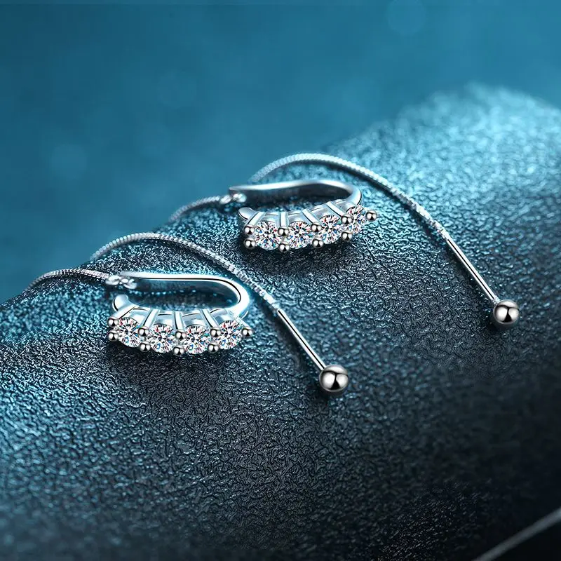 Platinum PT950 Superior sense of light luxury design anti-loss ear wires moissanite diamond ear clip ear jewelry