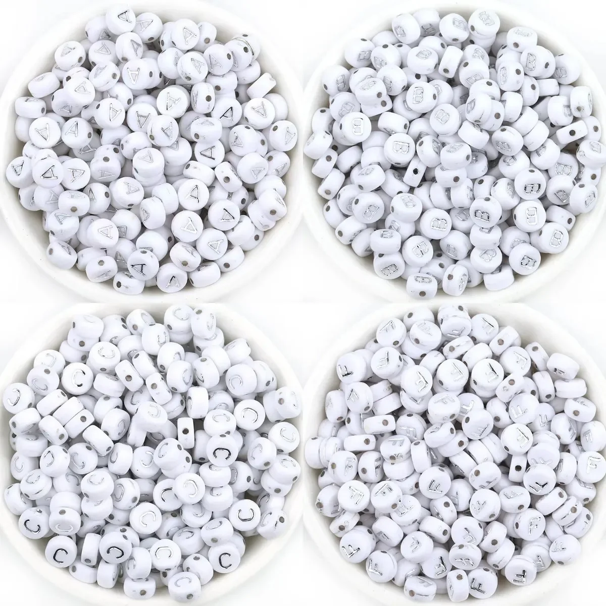 100-500PCS Acrylic Letter Beads White Color A-Z 26 Alphabe Beads For Jewelry Making DIY Necklace Bracelet Handmade Craft