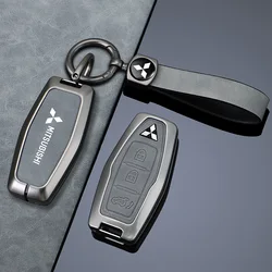 3 4 Bottons Leather Auto Remote Key Shell Fob Holder for Mitsubishi Outlander 2023 2022 Car Smart Key Case Cover Accessories