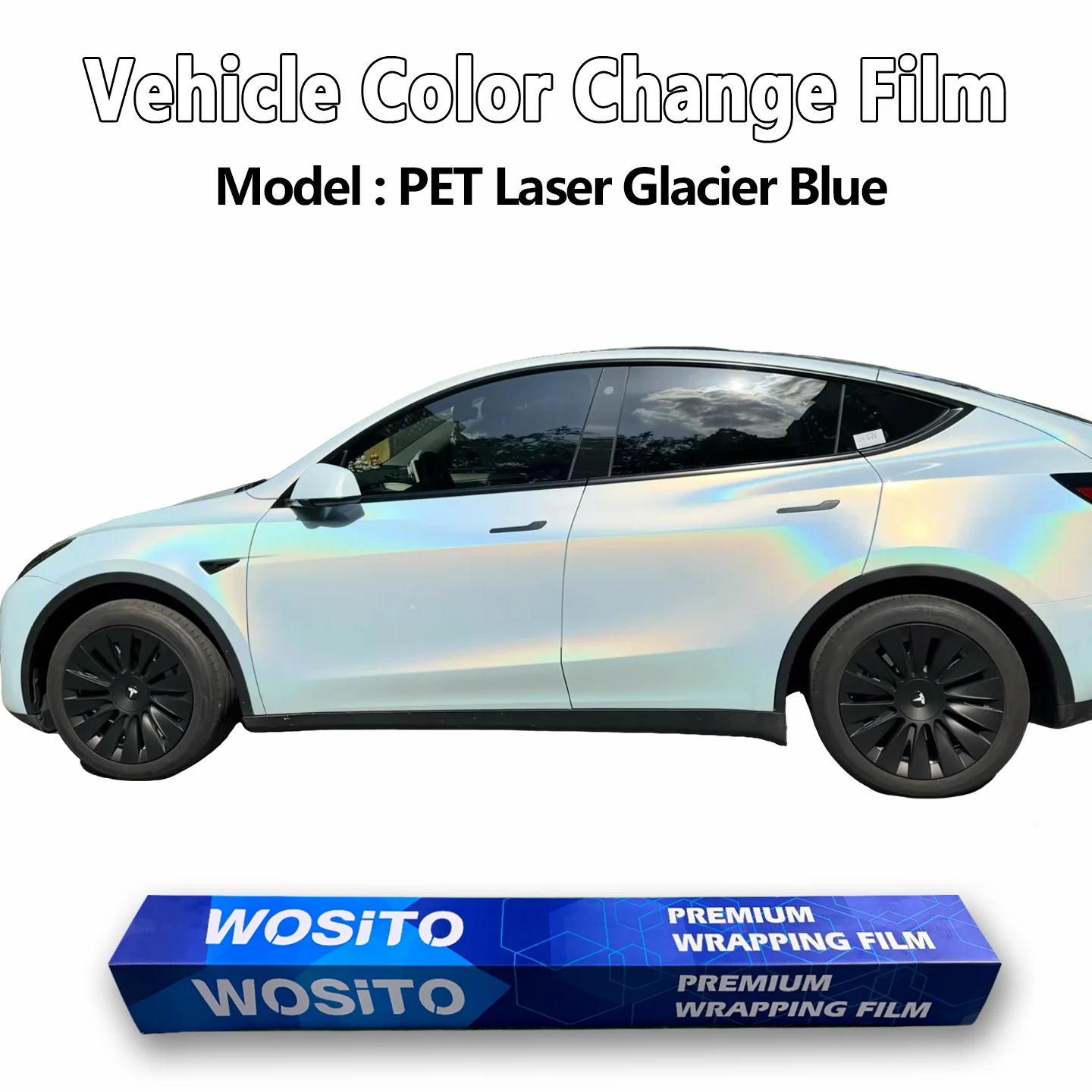 

PET Laser Light Blue Car Wrap Vinyl Film Gloss Automotive Styling Full Body Factory Direct Supply