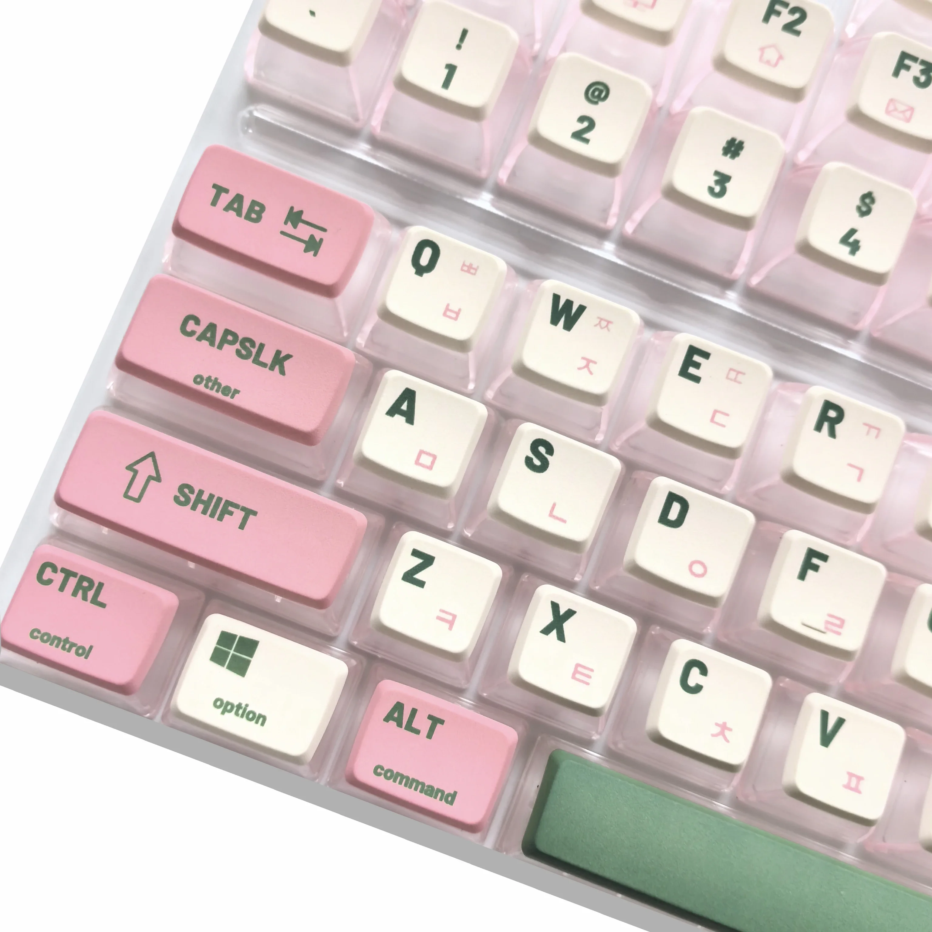 116 คีย์เกาหลี Keycap สีชมพูโปร่งแสงพุดดิ้ง Keycap ASA PBT PC ขนาดเล็กสีสดคีย์บอร์ดฤดูใบไม้ผลิ Hangul Keycaps