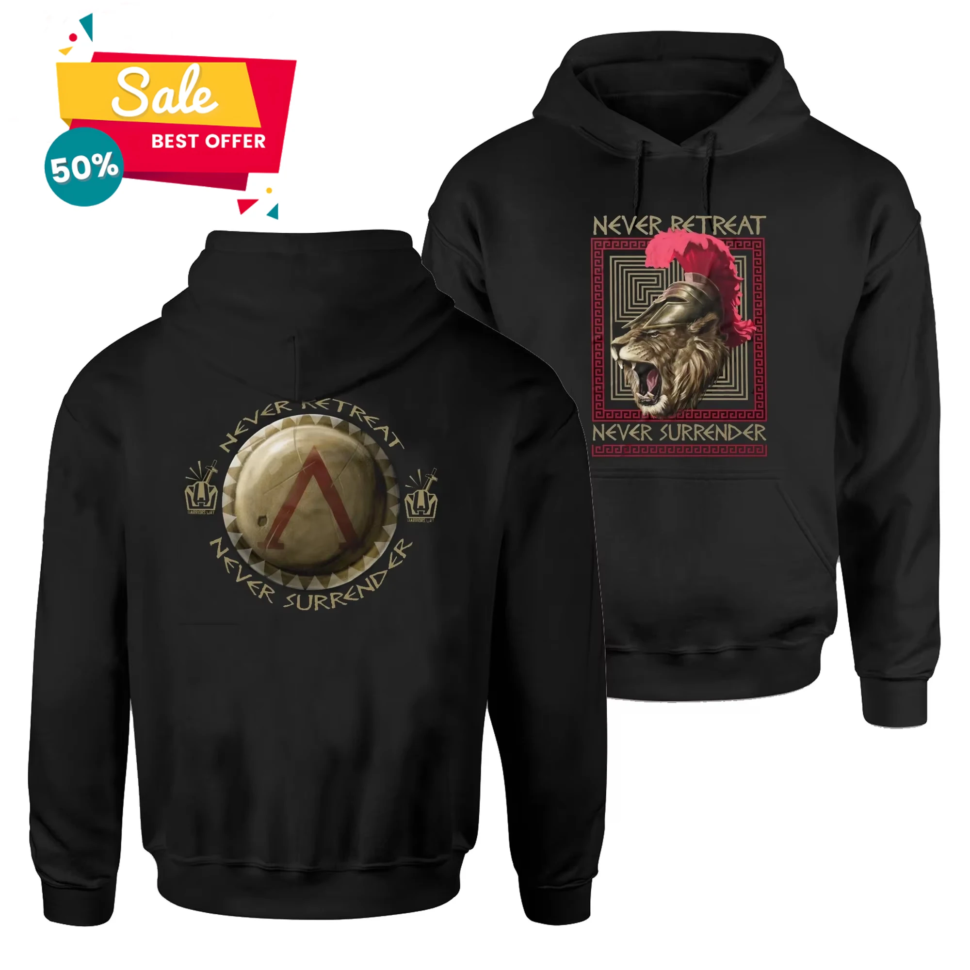 

Лидер продаж, пуловер с капюшоном Spartan Warrior Motto Sparta Lion, 100% хлопок, удобные повседневные мужские толстовки, модная уличная одежда