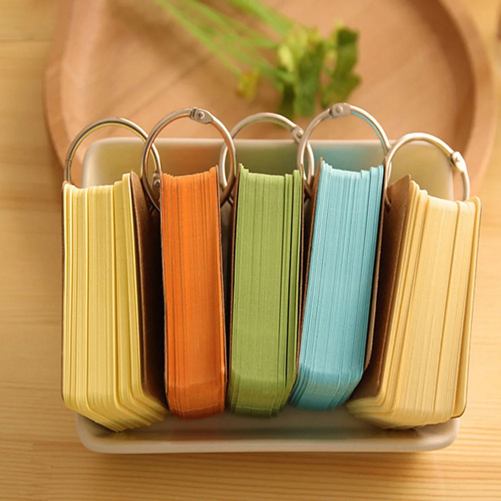 

5 Pcs Cards Loose-leaf Book Blank Flash Words Flashcards Portable Office Memory 7X4CM Index with Ring