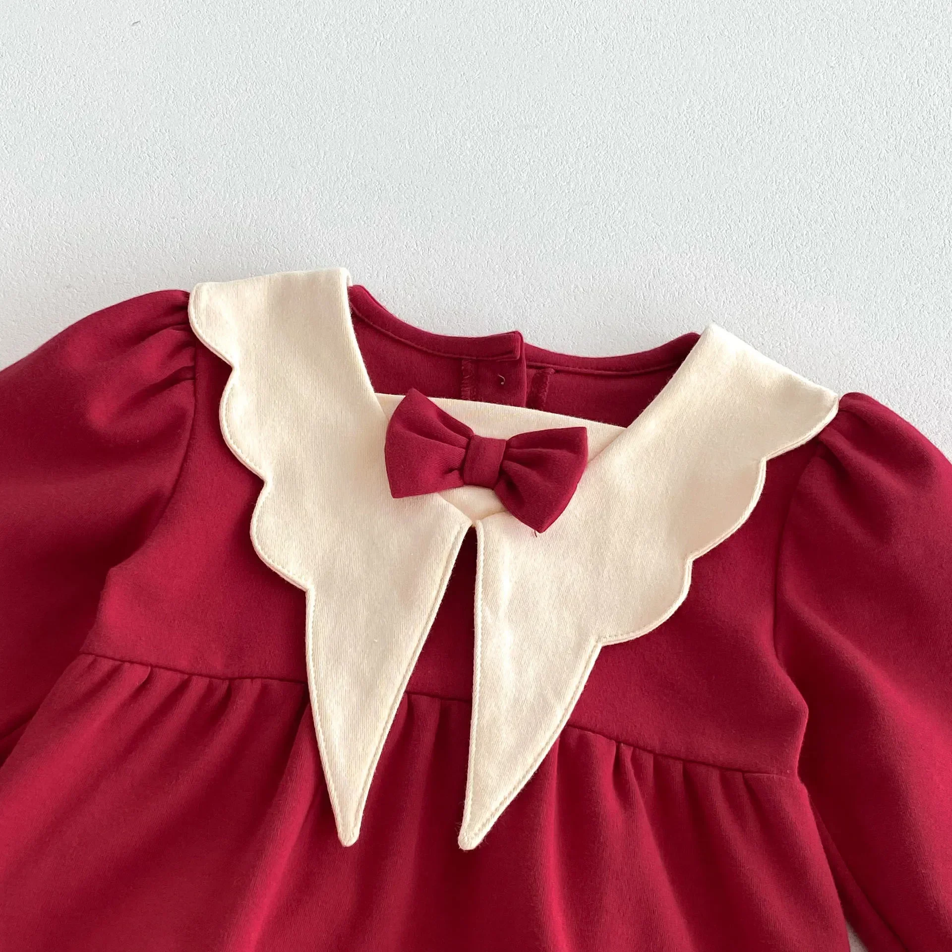 Baby Clothes Autumn New Princess Baby Girl's Jumpsuit 100 Day's Party Clothes Red One Piece Clothes 0 1 2 3 Years Old