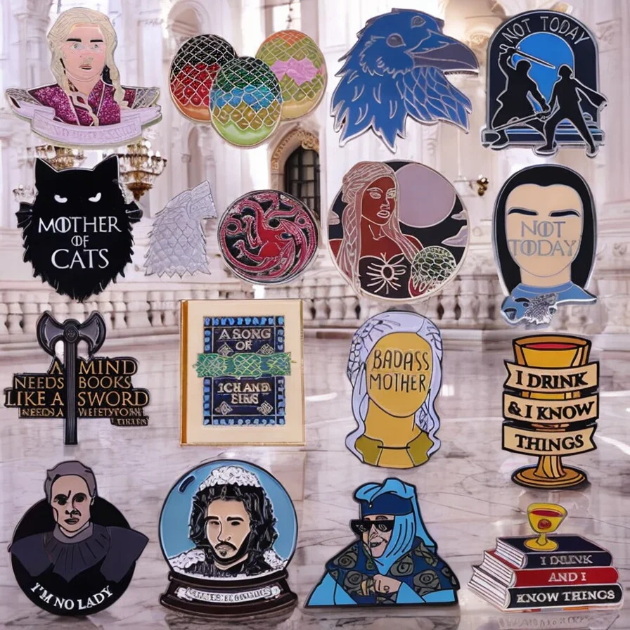 Luxury Brass Thrones Enamel Pins Thrones Dragon War Game Fantasy Novel TV Series Metal Brooch Badge Backpack Accessory Gifts