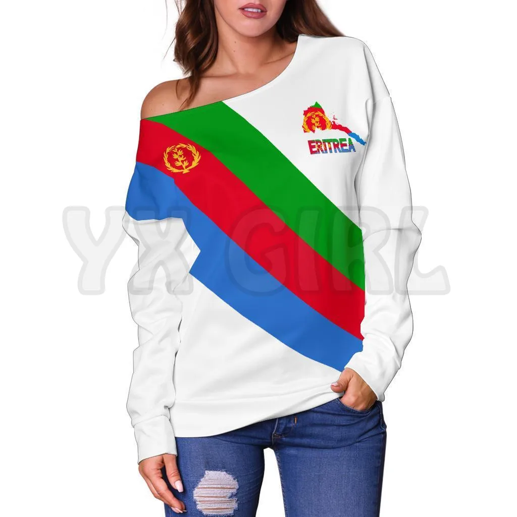 YX GIRL Eritrea Special Flag  3D Printed Novelty Women Casual Long Sleeve Sweater Pullover