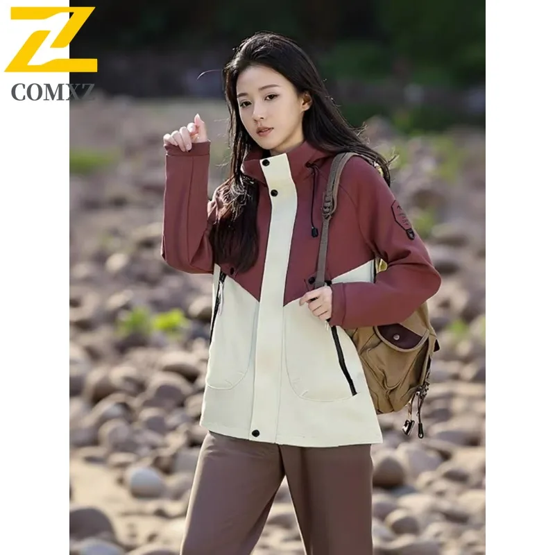 

COMXZ Outdoor Adventure Mens Jacket 2025 Thickened Comfortable Coat Solid Color Travel Lightweight Warm Autumn Winter Coats