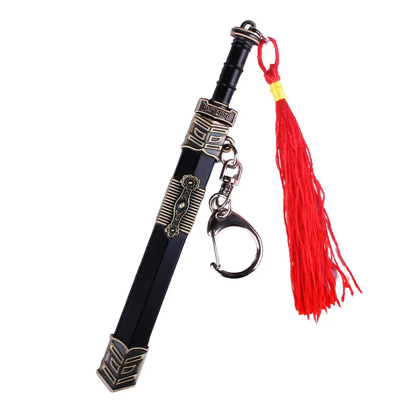 12CM Ancient Han sword Yi Yi sword Qin Shi Huang Yue Wang sword ancient alloy with sheath weapon model keychain