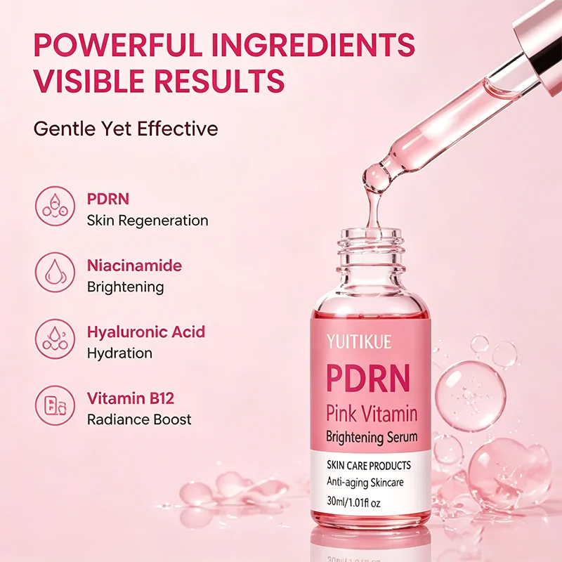 YUITIKUE PDRN Brightening Pink Vitamin Serum Skin Regeneration Deep Hydration Fast Absorb Facial Care 30ml