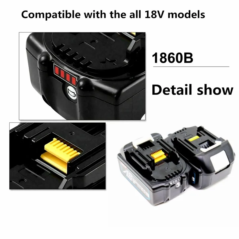 Latest BL1830 18V 6000mAh Battery and charger For Makita 18V Battery Rechargeable Replacement BL1840 BL1850 BL1860 BL1860B Tools