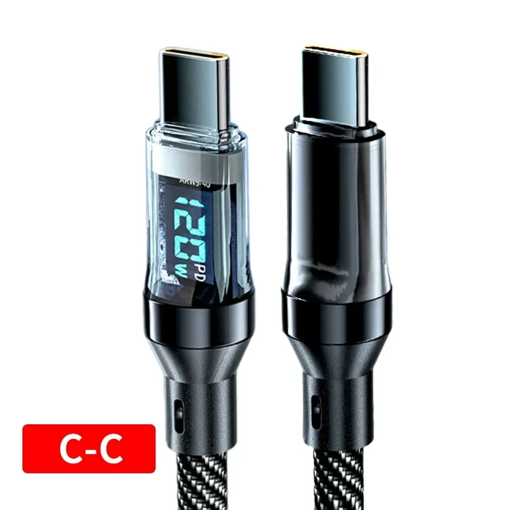 120 W dubbele USB C digitale displaykabel PD snel opladen USB Type C naar Type-C kabel voor iPhone 15 Pro Max Plus Xiaomi Macbook iPad