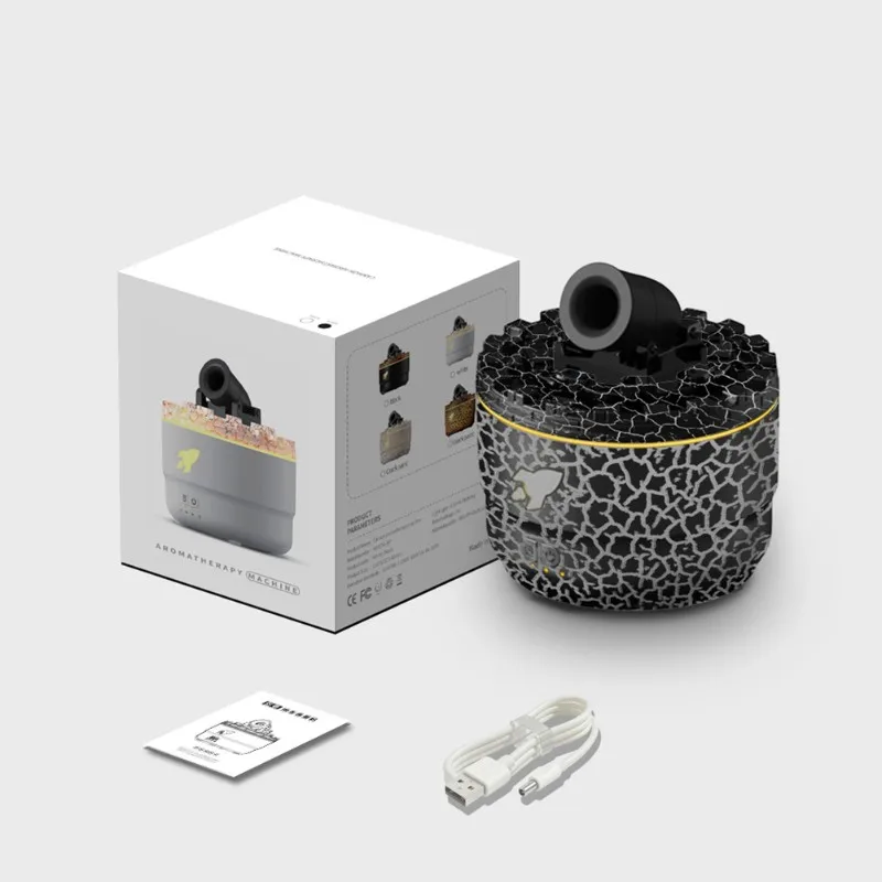 A68P-Model Glass Aromatherapy Diffuser - Ultrasonic Humidifier With Colorful Cracked Patterns For Home
