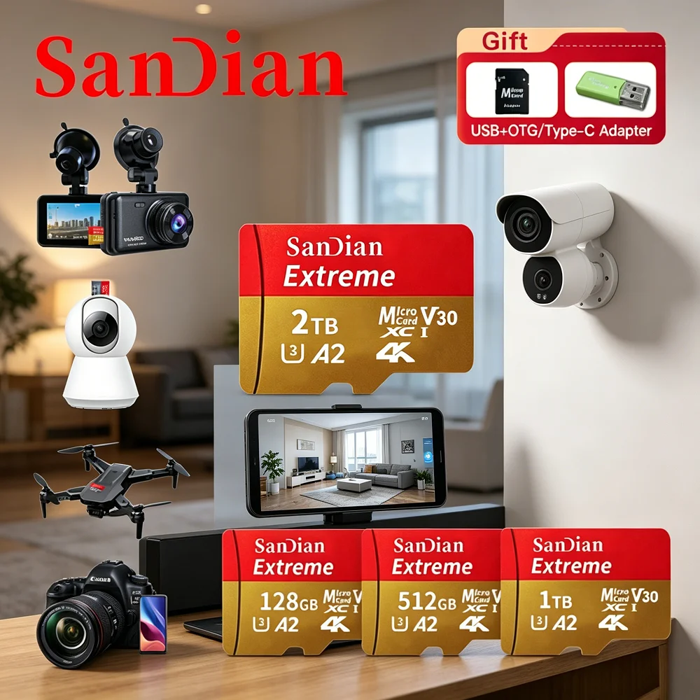 original Class 10 UHS-I Micro SD Card 128GB 256GB High Speed 100MB/s A2 V30 Stable Performance for Phone Digital Camera Drone