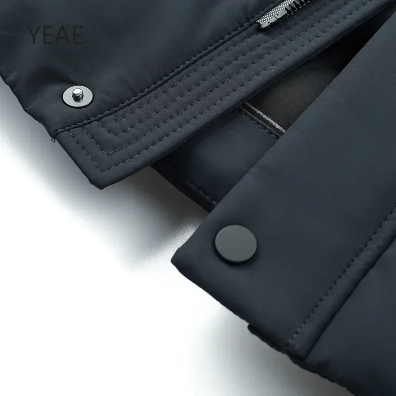 YEAE Mid-length Down Jacket Men's 2024 New Winter Thickened Solid Color Hooded Men's Jacket Men's Coat Cold Protection