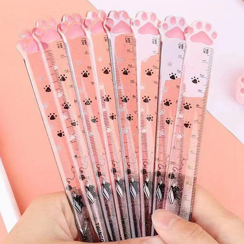 Animal Cute Cat Claws Straight Ruler Kawaii Stationery Funny Drawing Gift Korean Office School Measuring Drawing birthday gift