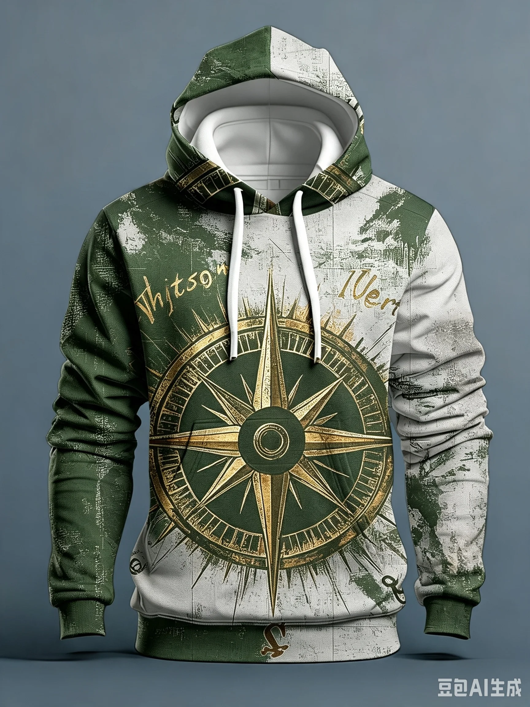 Sudadera con Capucha para Hombre con Estampado de Brújula Vintage, Diseño de Mapa Náutico, Estilo Casual Urbano, Moda de Primavera y Otoño, Prenda Ligera para Exteriores