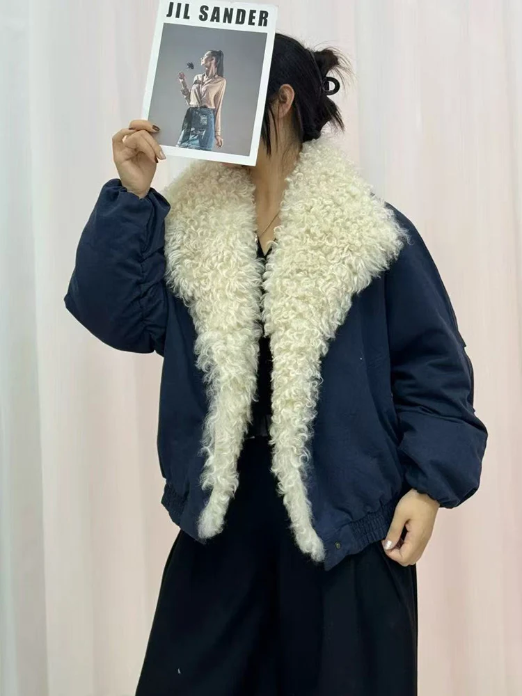 2025 Fashion New Autumn Winter Real Natural Lamb Fur Coat Women Goose Down Jacket Luxury Women Parka Outwear