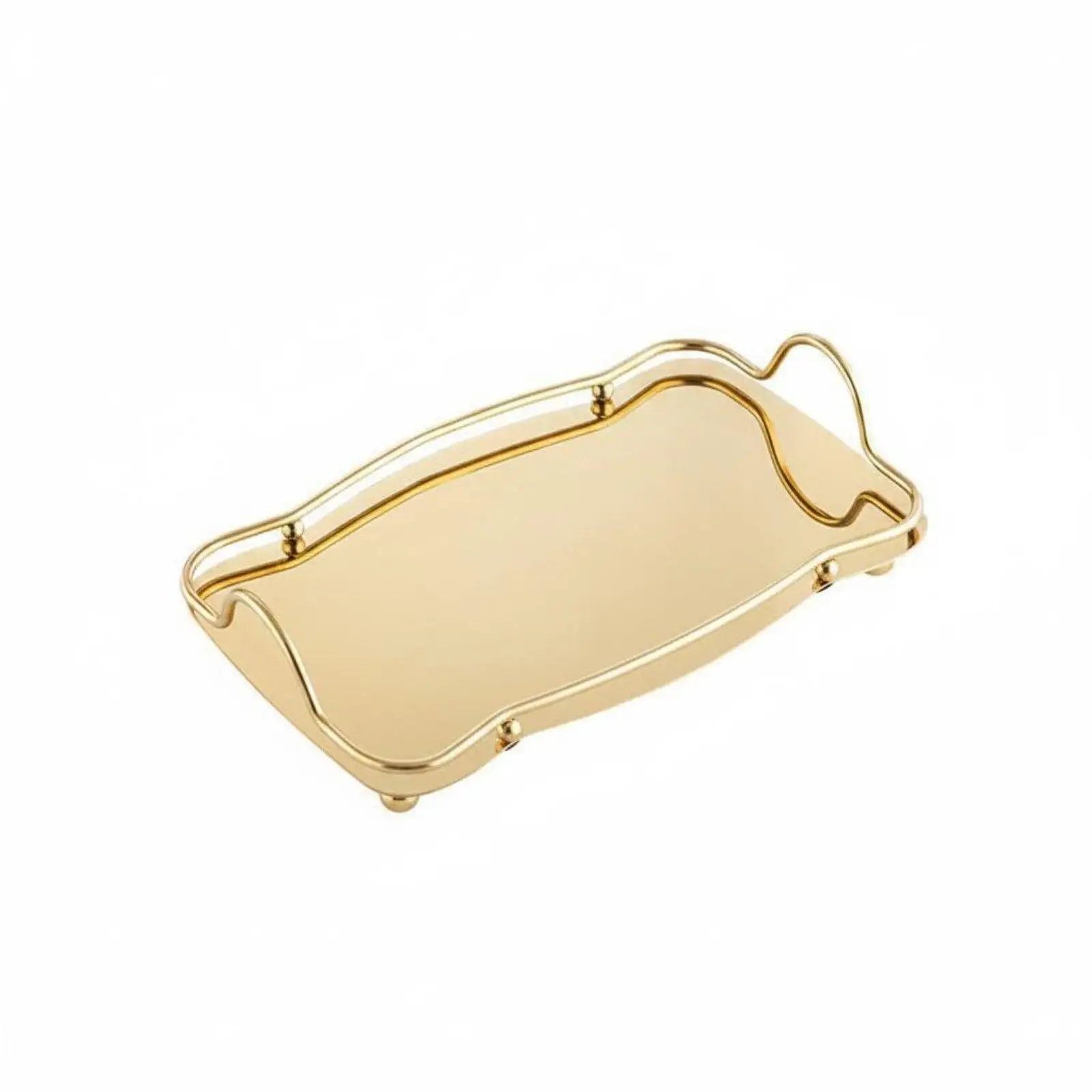 Stainless Steel Tray Luxury Reflective Atmosphere Tray for Table Center Tea Snacks and Fruit
