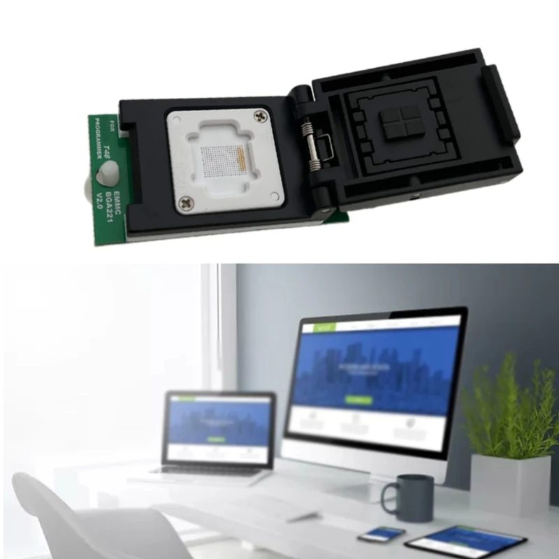 Adaptador chip EMMC BGA221 V2.0 Programador Adaptador programação Sonda cabeça dupla
