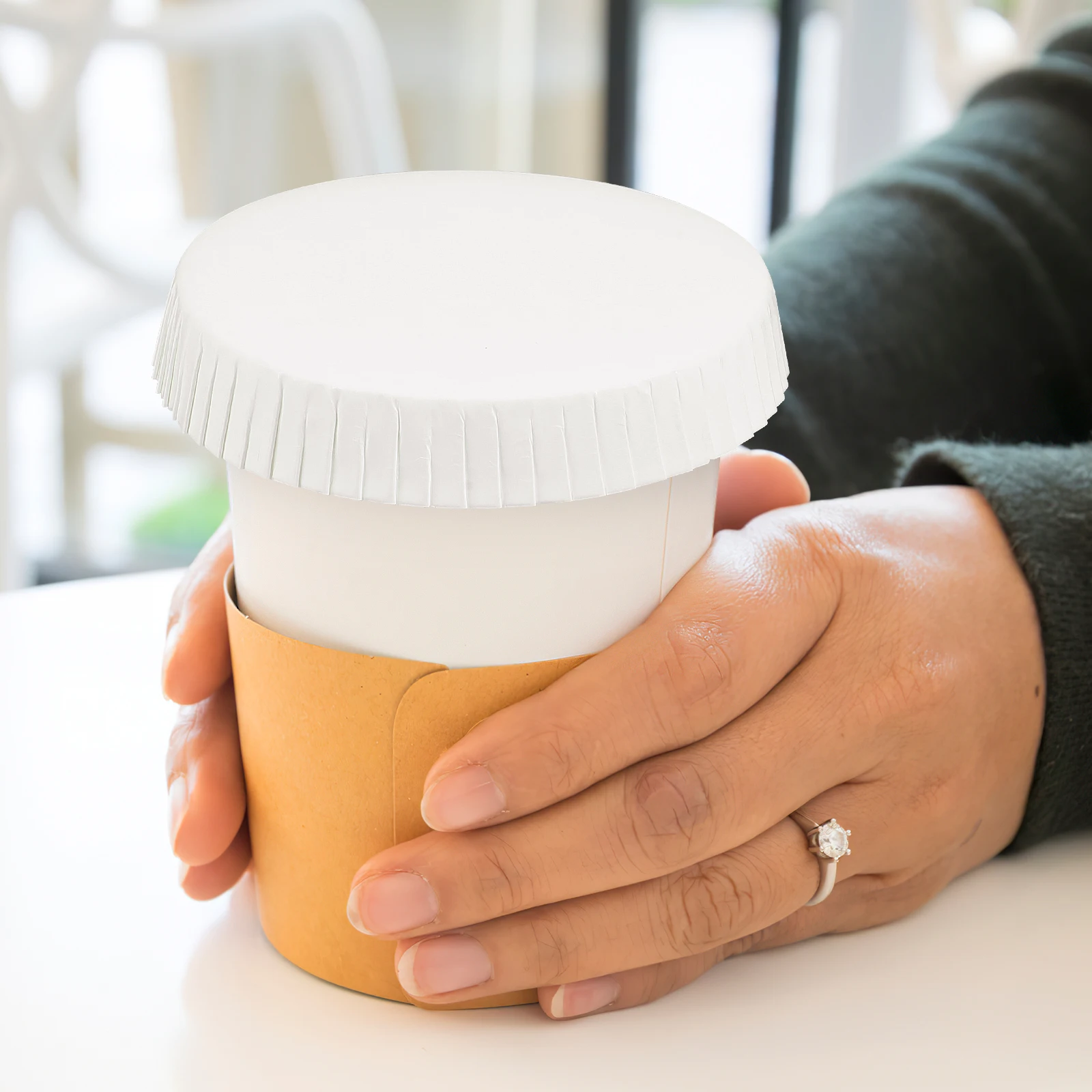 

100pcs Disposable Paper Cup Covers Coffee Mug Lids White Drink Sleeves Hotel Bar Restaurant Dust Proof Safe Hygienic Kitchen