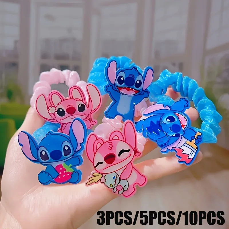 3/5/10 قطعة ديزني غرزة الشعر دائرة غرزة الملاك ‌ ليلو وستيتش ‌   عنصر حبل الشعر الكرتون متعة ارتداء اليومي الهدايا إكسسوارات الشعر