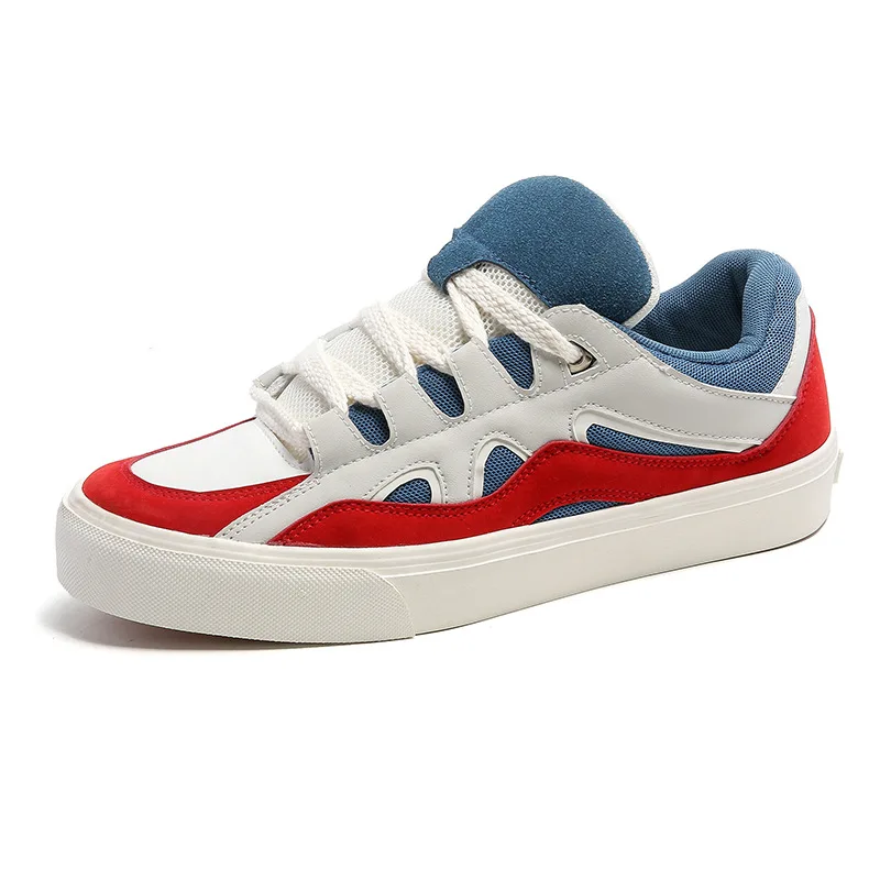 Men Blue Platform Men\'s Skateboarding Shoes Fashion Reflective Skateboard Sneakers Non-slip Streetwear Casual Sports Shoes