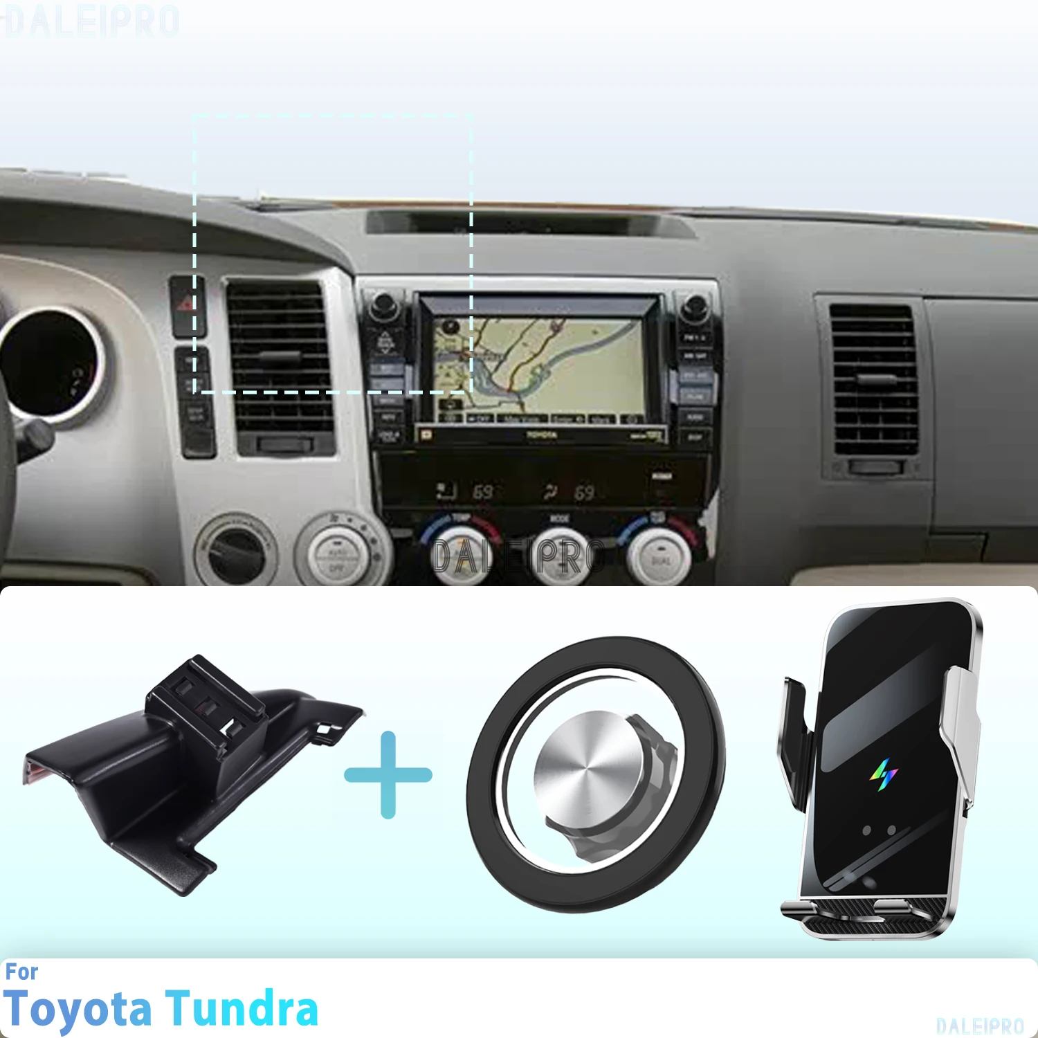 Feito sob medida para toyota tundra xk50 2007-2009 2010 2011 suporte do telefone carro magnético montagem do telefone inteligente detecção de carregam