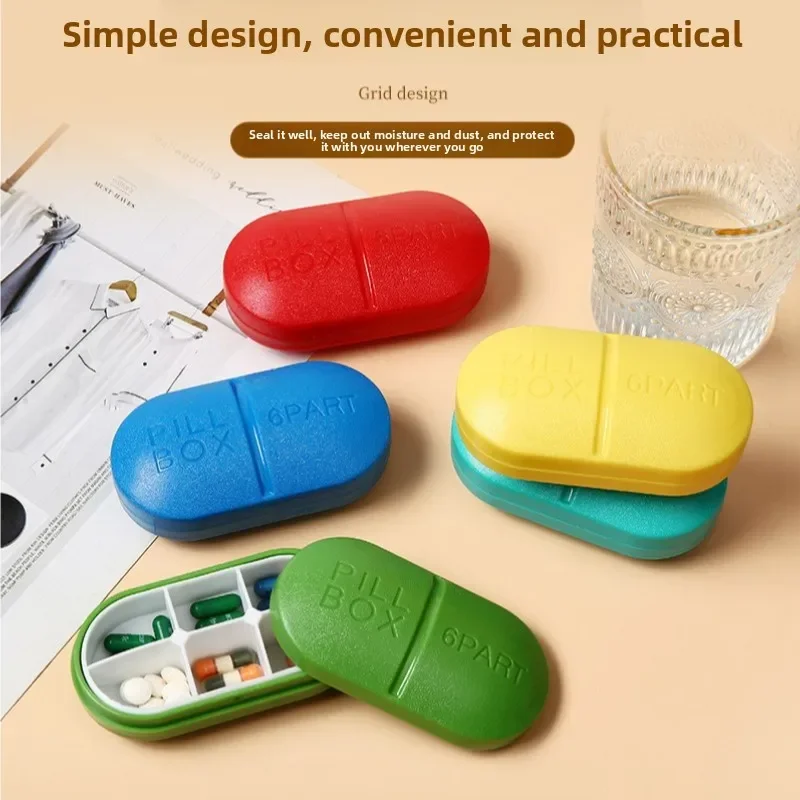 Portable Carry-on Mini Capsule Medicine Box with 6+4 Grids - Travel Size First Aid Health Organizer