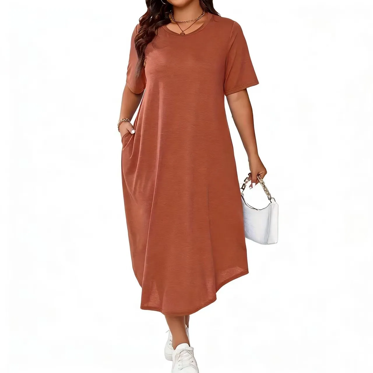 Dames plus size jurk zomer korte mouw