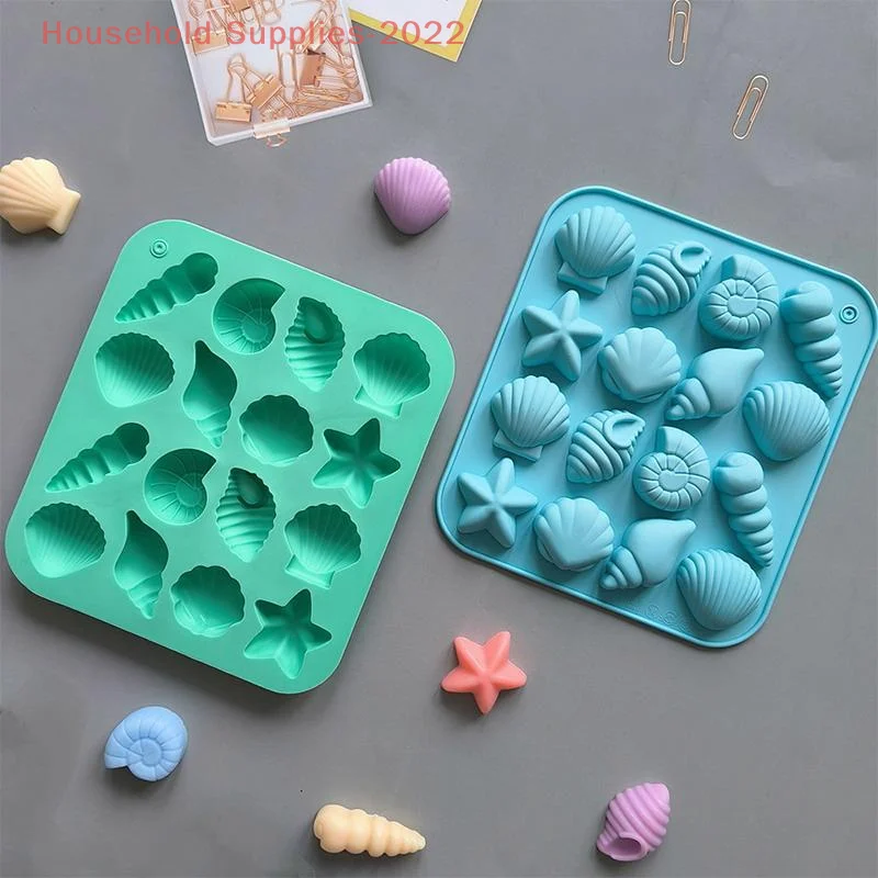 16 cavità Conchiglia Conchiglia Stelle marine Stampi in silicone Oceano Stampo in silicone Budino fai da te Griglia di ghiaccio Caramelle Torta al cioccolato Stampo da forno